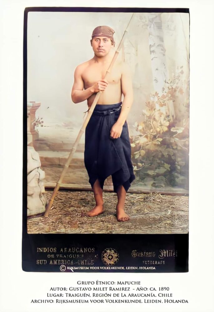 Hombre mapuche. Foto de Gustavo Milet 1890